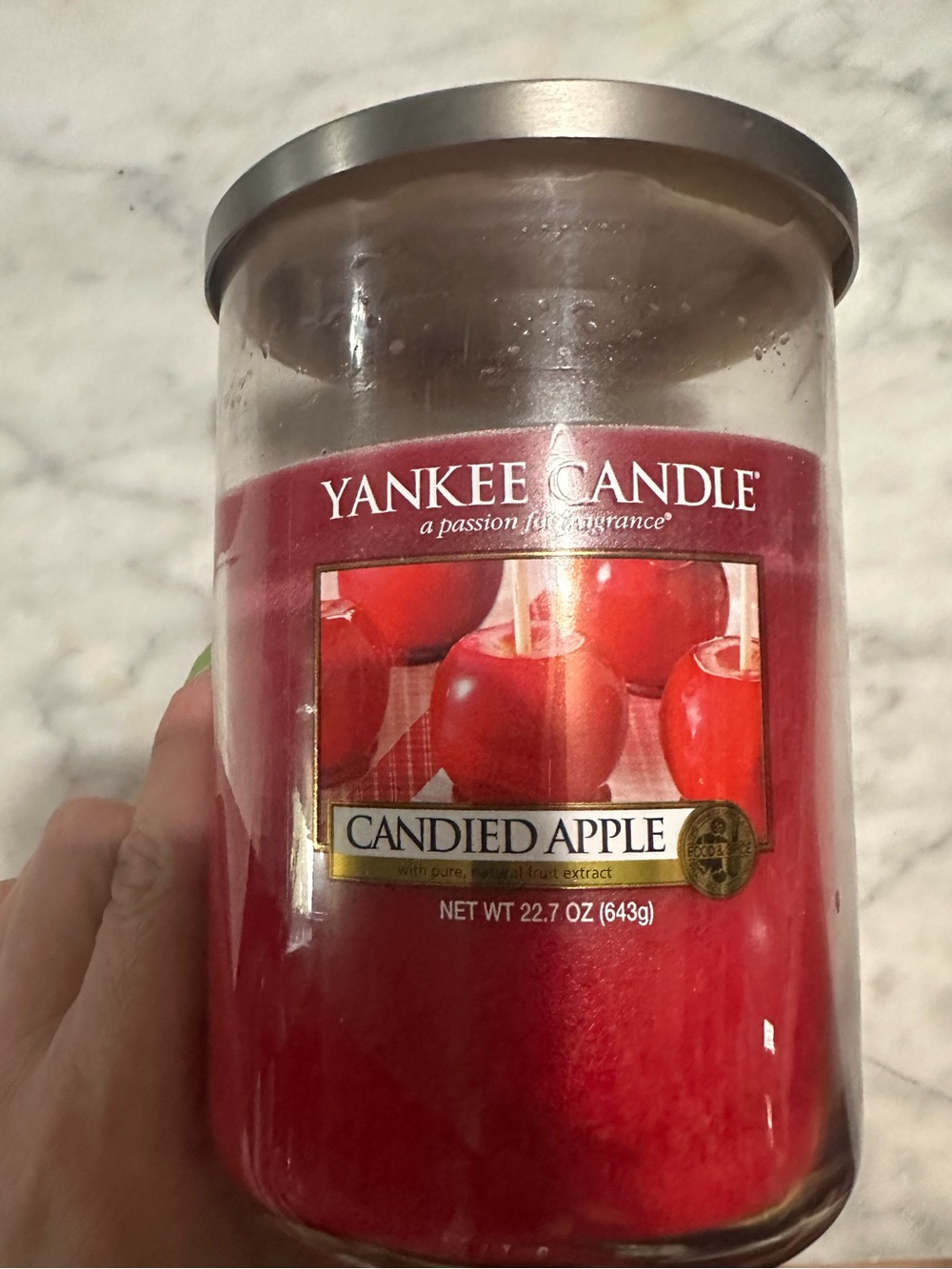 Yankee Candle Candied Apple Large Jar 22.7 Oz RARE Used Metal Lid